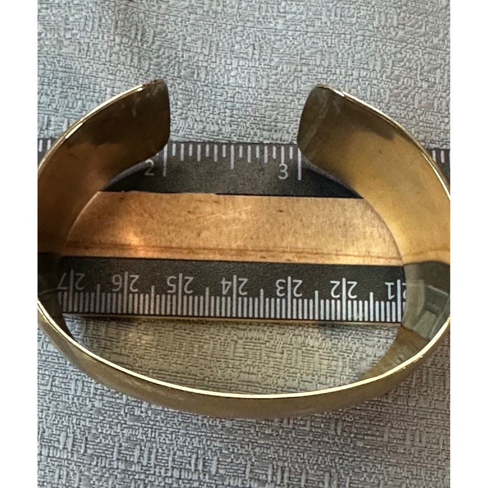 Beautiful Gold Brushed Stainless Steel Wide Cuff Textured Bracelet - Picture 6 of 6